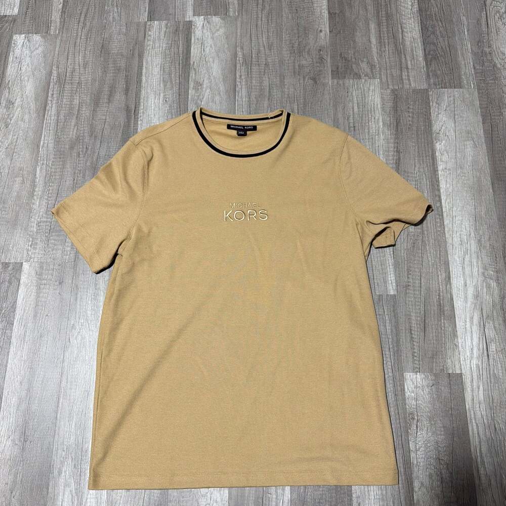 Michael Kors Men's Embossed Logo Cotton T-Shirt - Tan/Beige
